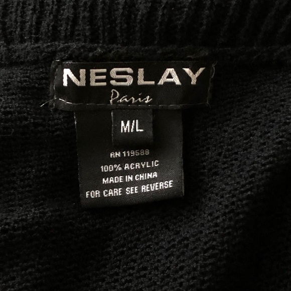 Neslay Paris Black Open Crochet Cardigan Cover Up - Picture 6 of 7